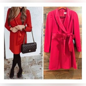 ElizaJ  Red Mini Tuxedo Dress with Bow Accent